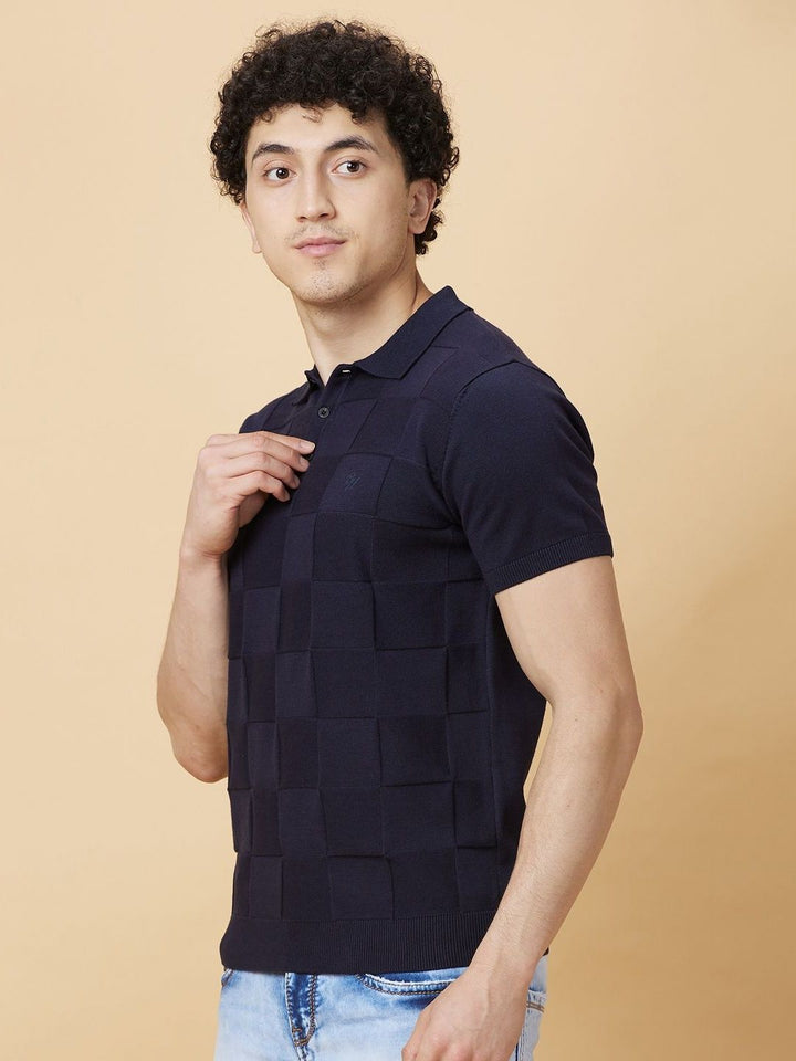 Being Human Men Checked Polo Collar Pockets T-shirt