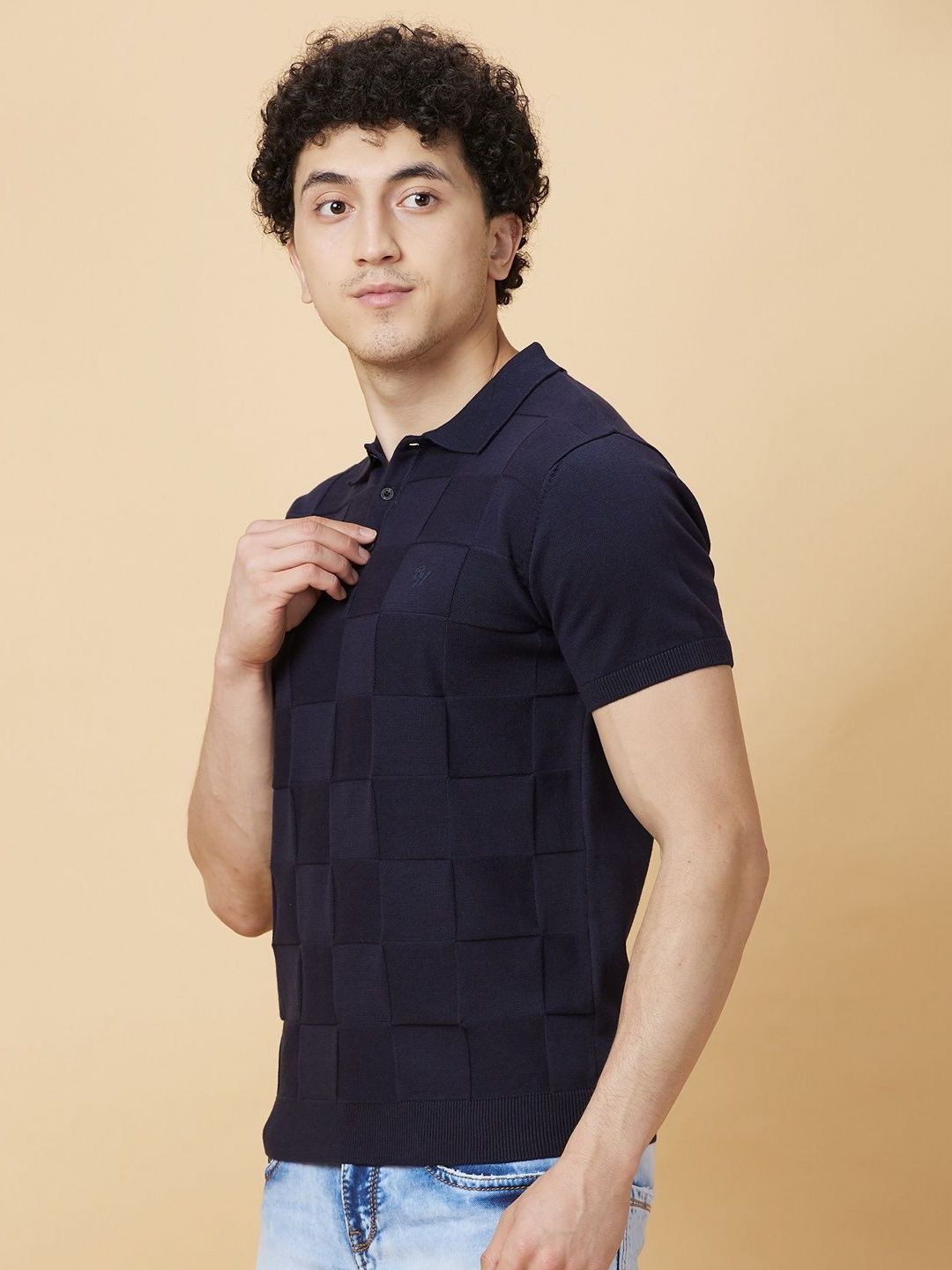 Being Human Men Checked Polo Collar Pockets T-shirt