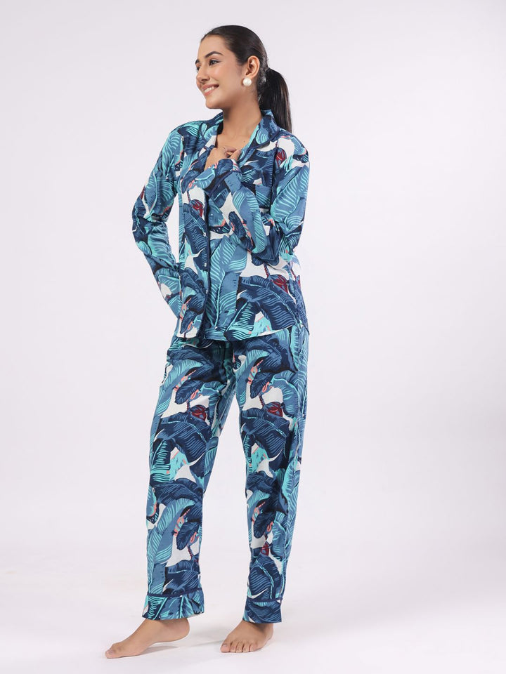 SANSKRUTIHOMES Women Tropical Printed Pure Cotton Night suit