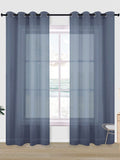 URBAN SPACE Blue 2 Pieces Sheer Long Door Curtain