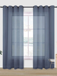 URBAN SPACE Blue 2 Pieces Sheer Long Door Curtain