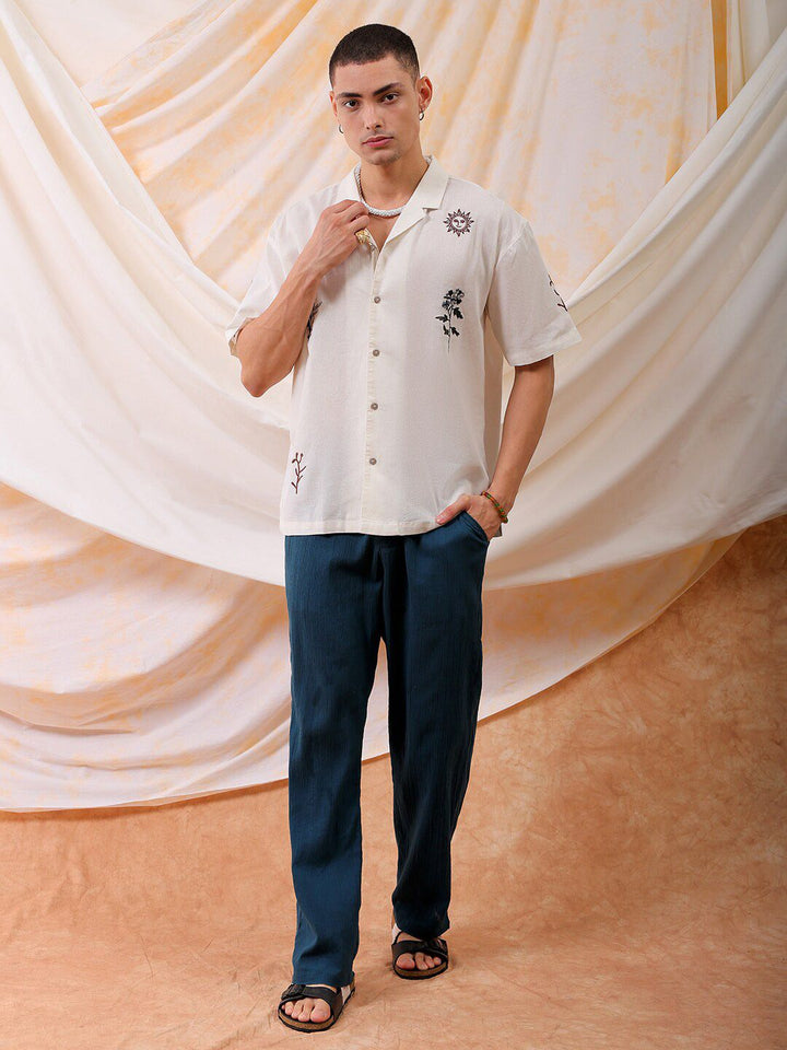 The Indian Garage Co Men Relaxed Fit Embroidery Resortwear Shirt