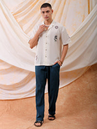 The Indian Garage Co Men Relaxed Fit Embroidery Resortwear Shirt