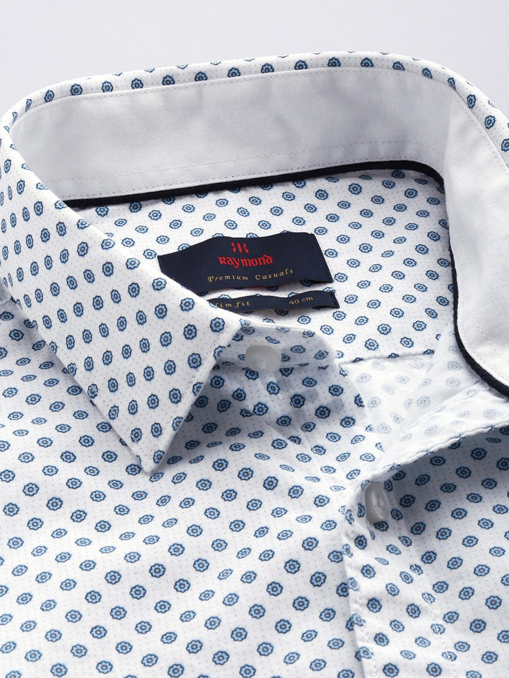 Raymond Premium Slim Fit Floral Printed Pure Cotton Formal Shirt