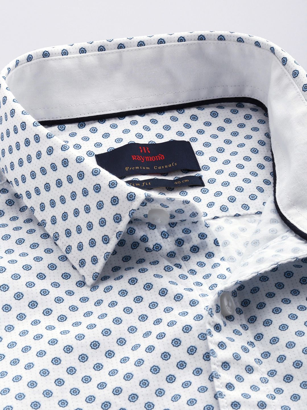 Raymond Premium Slim Fit Floral Printed Pure Cotton Formal Shirt