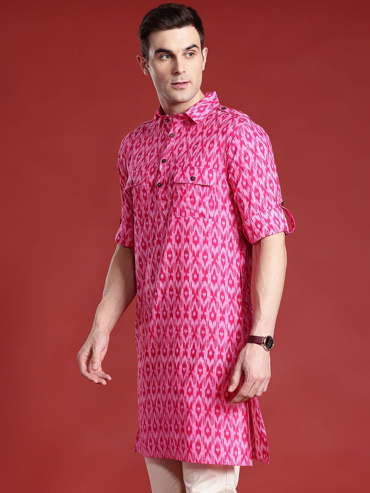 Anouk Pure Cotton Ikat Print Pathani Kurta