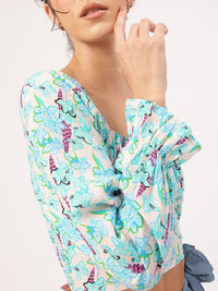 DressBerry Floral Fanatic Smocked Empire Crop Top