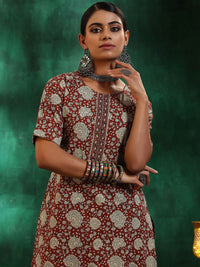 Libas Floral Printed Regular Gotta Patti Pure Cotton Straight Kurta with Palazzos