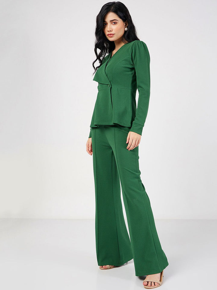SASSAFRAS Self Design Wrap Peplum Top With Trousers