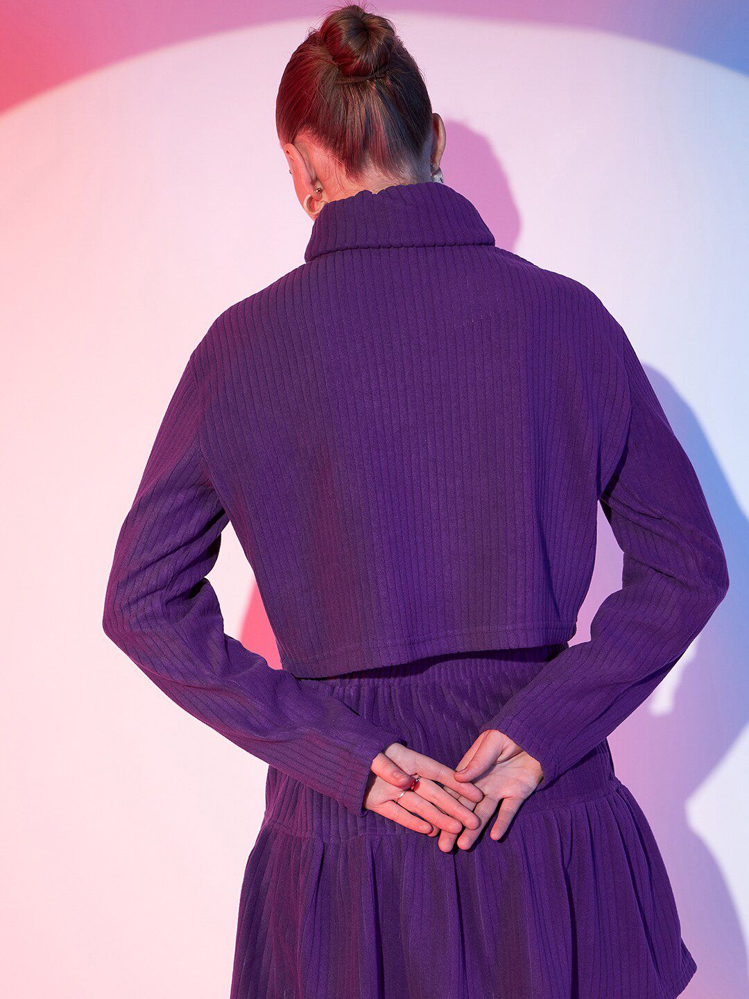 STREET 9 Knitted High Neck Crop Top
