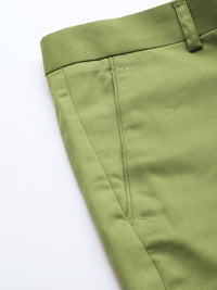 DENNISON Men Green Smart Tapered Fit Easy Wash Trousers