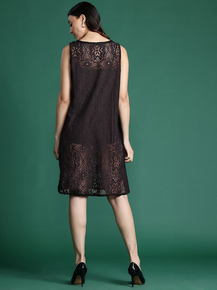 DressBerry Pure Cotton Self Designed Semi Sheer Sheath Dress