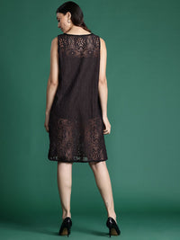 DressBerry Pure Cotton Self Designed Semi Sheer Sheath Dress