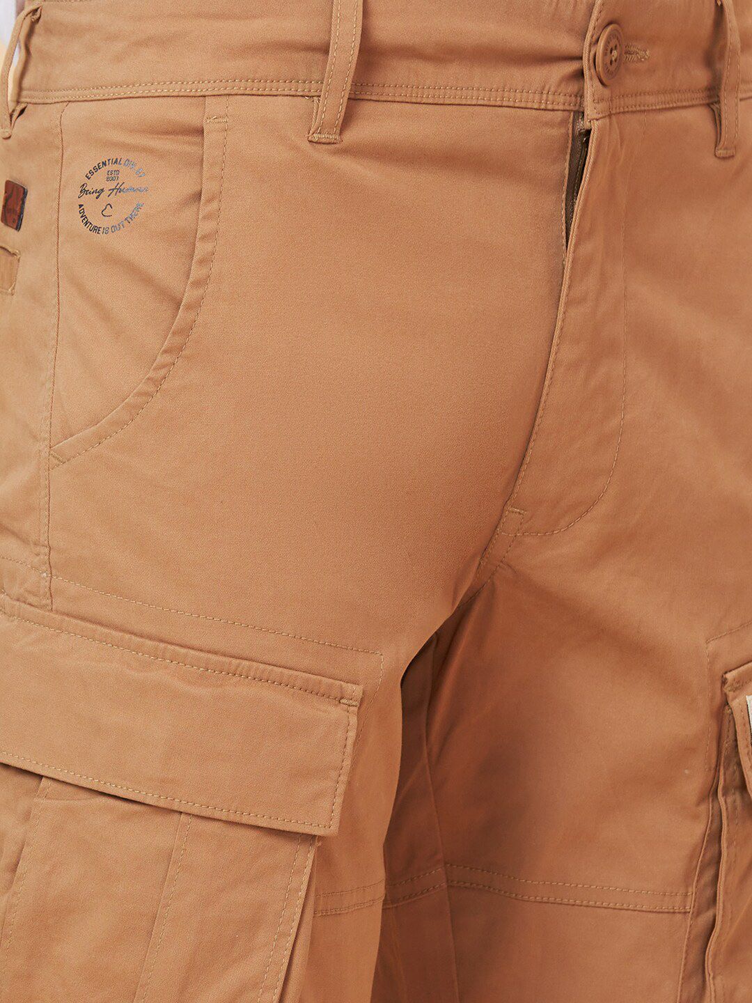 Being Human Men Mid-Rise Plain Cotton Slim Fit Cargos Trouser