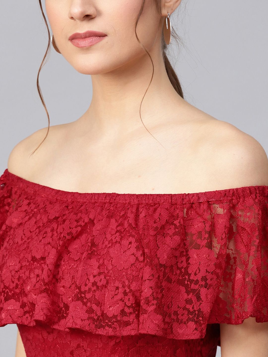 STREET 9 Red Lace Layered Fit & Flare Dress
