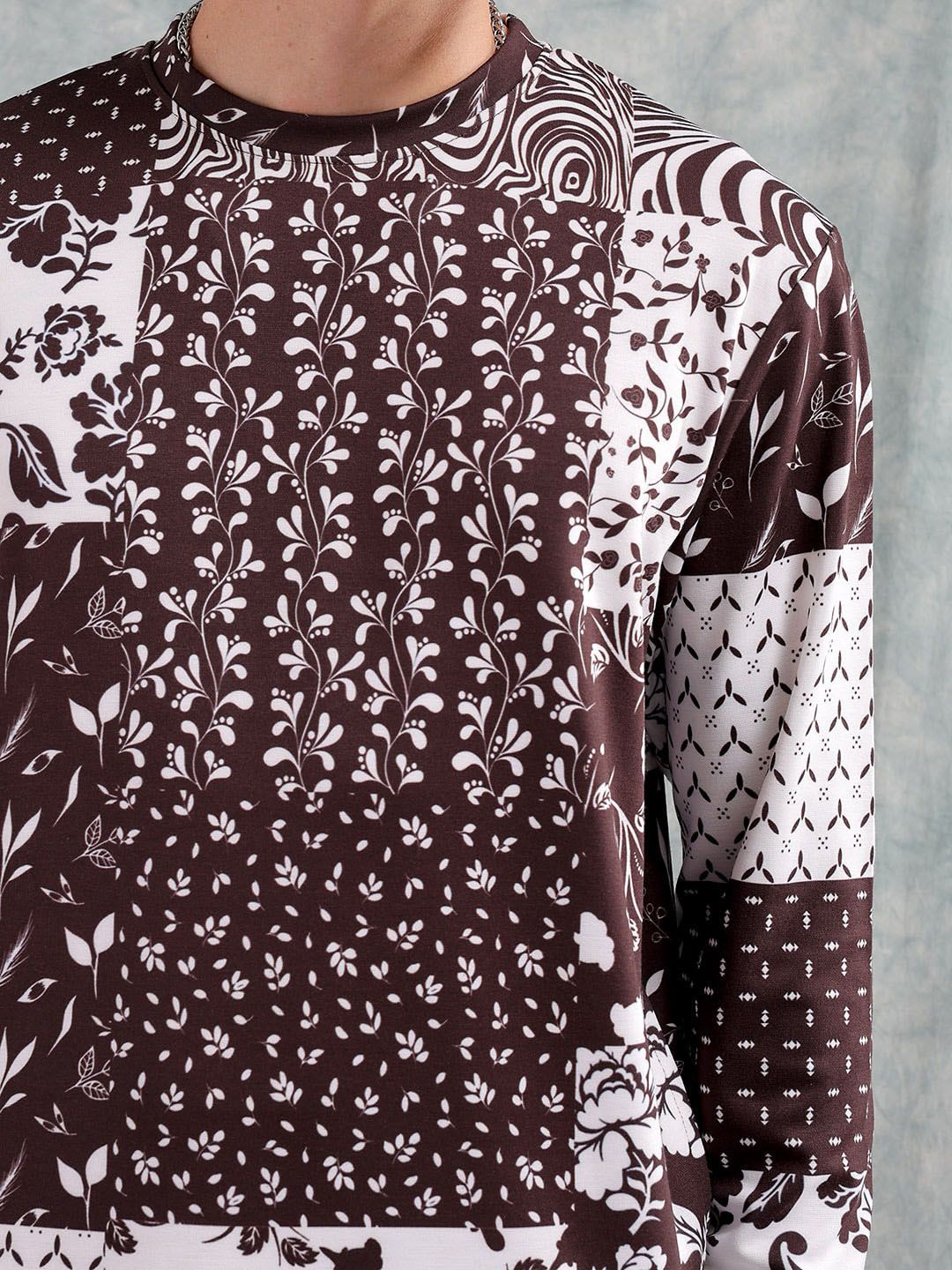 The Indian Garage Co Brown Printed Sweatshirt With Shorts