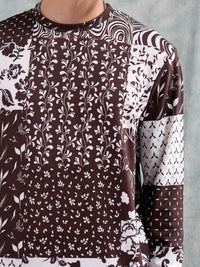 The Indian Garage Co Brown Printed Sweatshirt With Shorts
