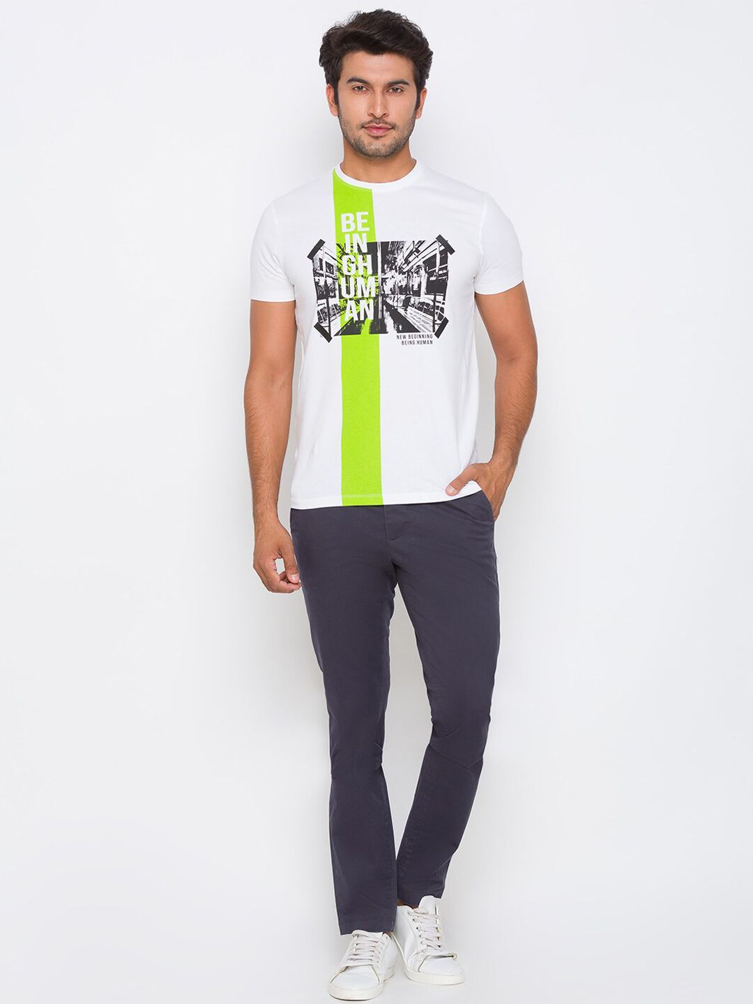 Being Human Men Charcoal Slim Fit Trousers