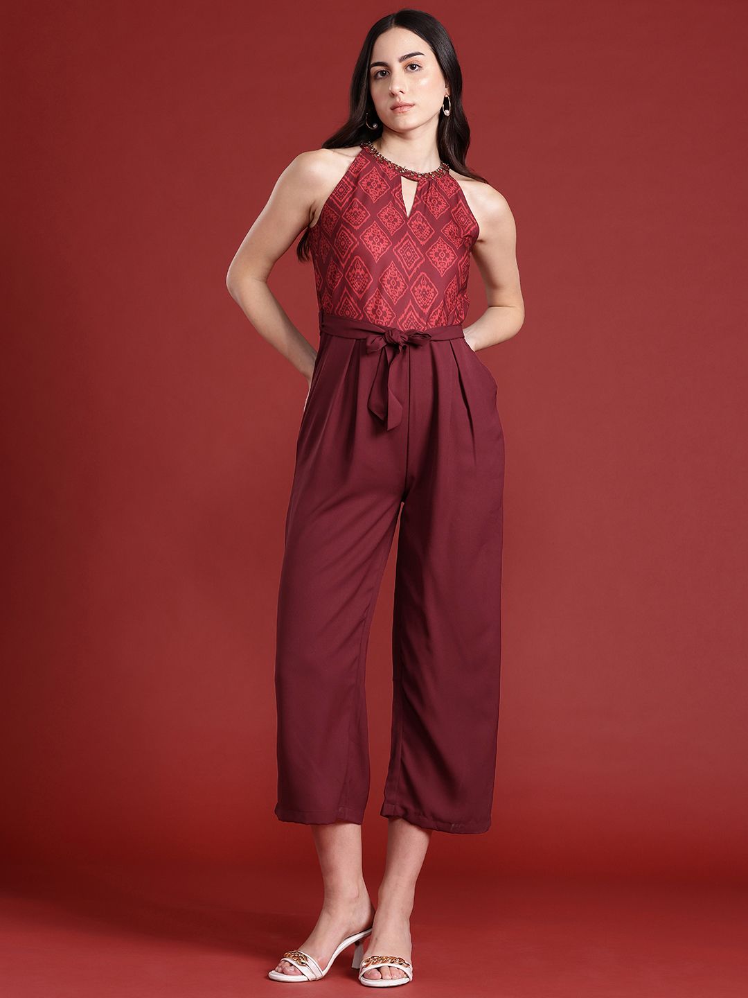 all about you Ethnic Print Culotte Jumpsuit