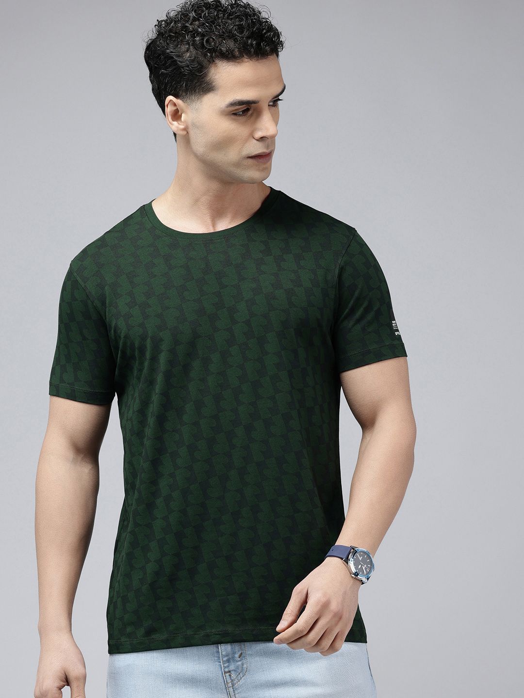 SPYKAR Geometric Printed Slim Fit T-shirt