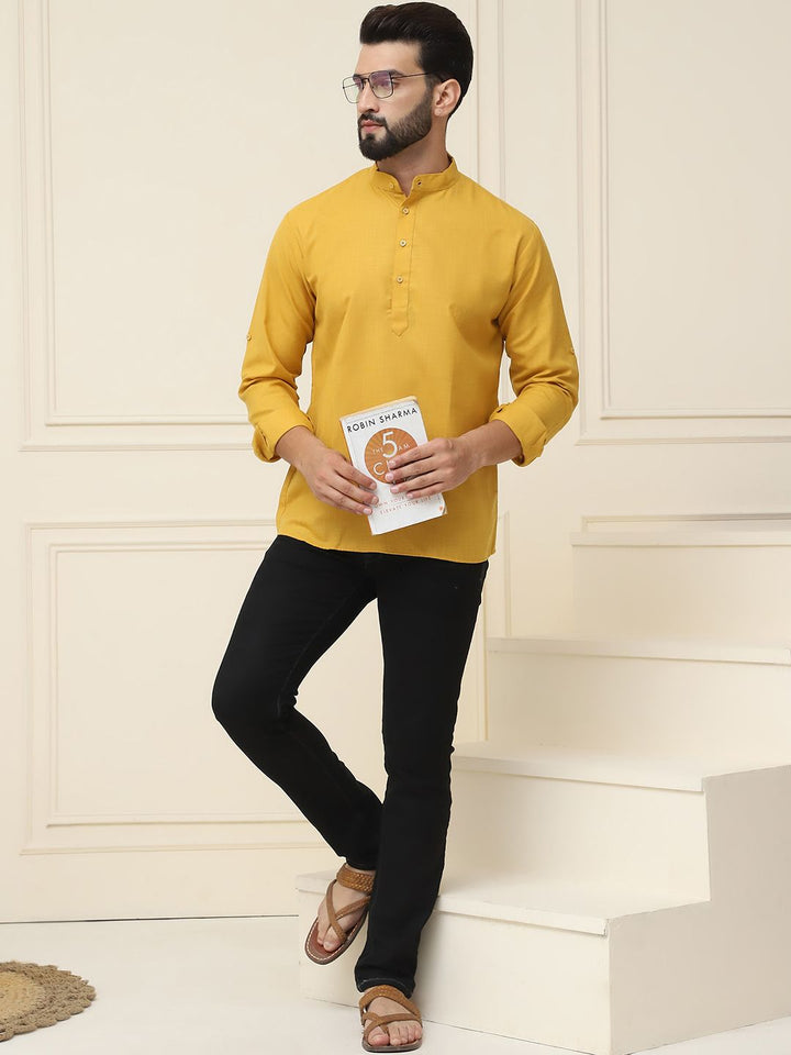 SOJANYA Men Mustard Yellow Solid Kurta