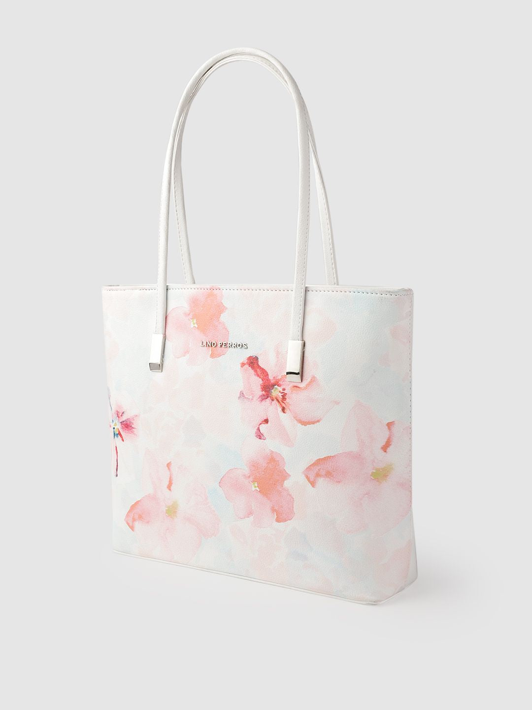 Lino Perros Pink & White Floral Print Structured Laptop Bag