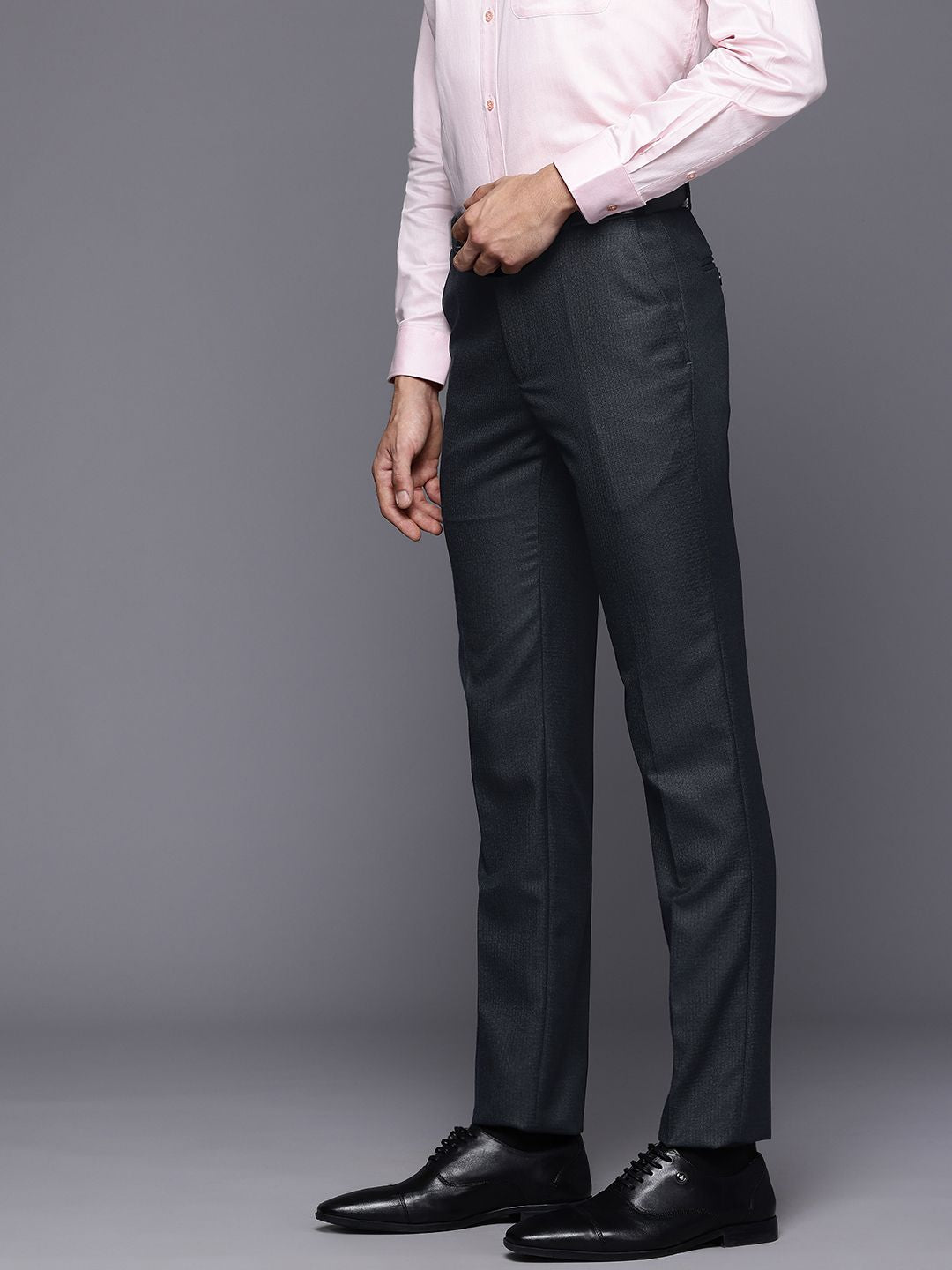 Raymond Men Textured Slim Fit Formal Trousers