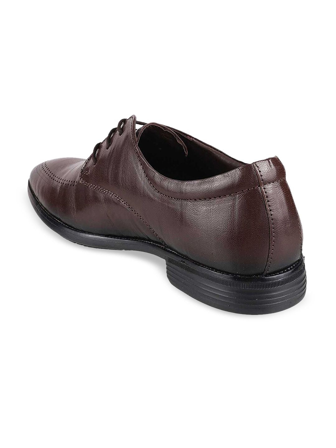 Mochi Men Brown Solid Leather Formal Derbys