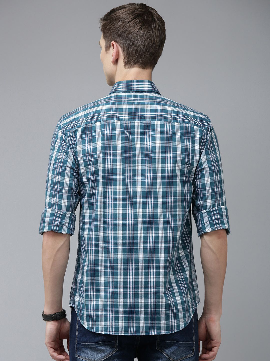 Park Avenue Men Slim Fit Tartan Checks Opaque Pure Cotton Casual Shirt