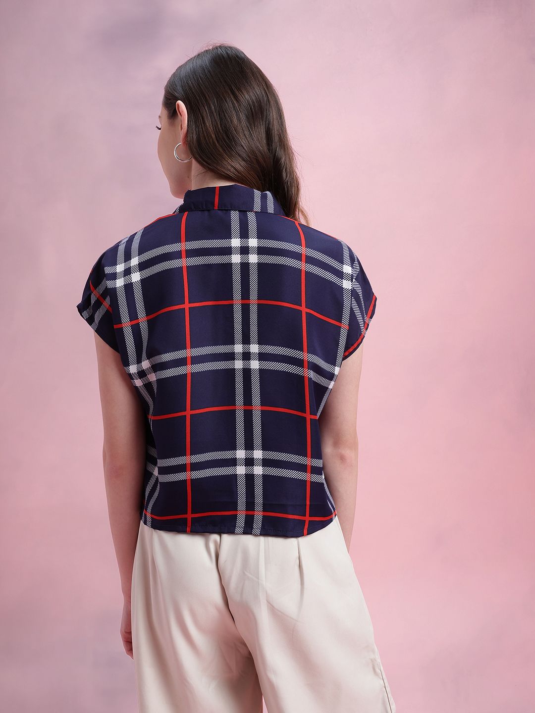 DressBerry Checked Extended Sleeves Shirt Style Top