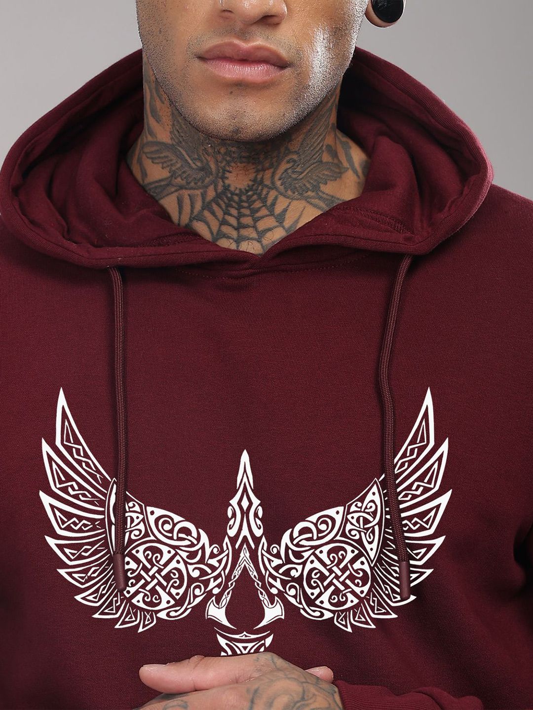 ADRO Men Printed Cotton Hooded Sweatshirt