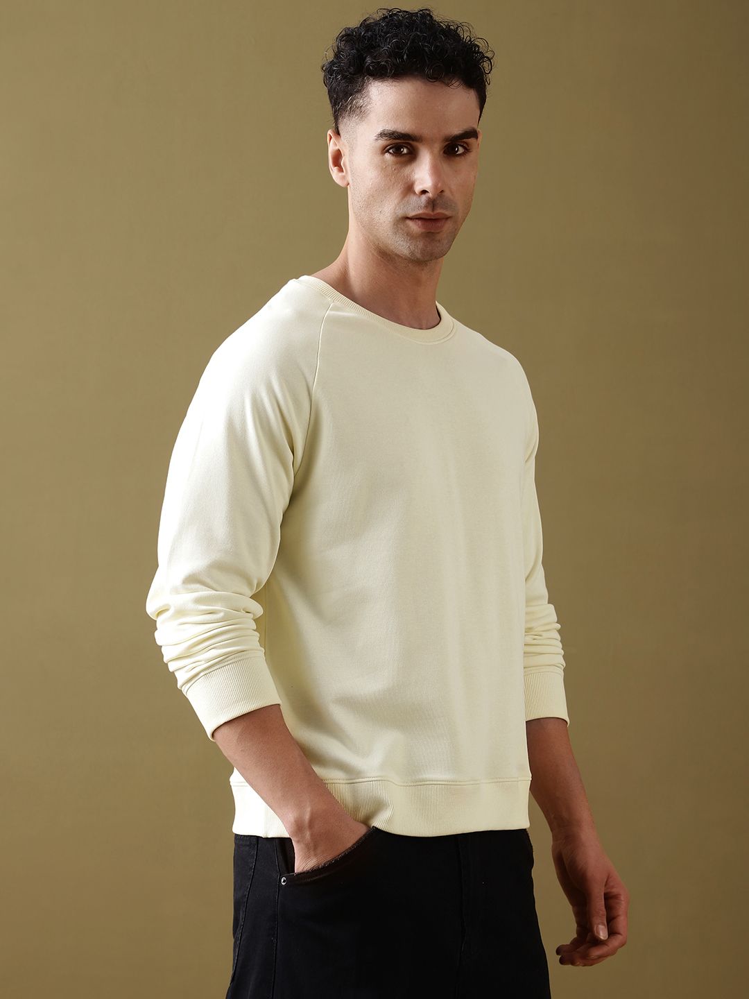 DILLINGER Men Solid Ultra Soft Drapey Cotton Raglan T-Shirt