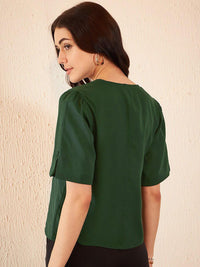 DENNISON V-Neck Puff Sleeves Top