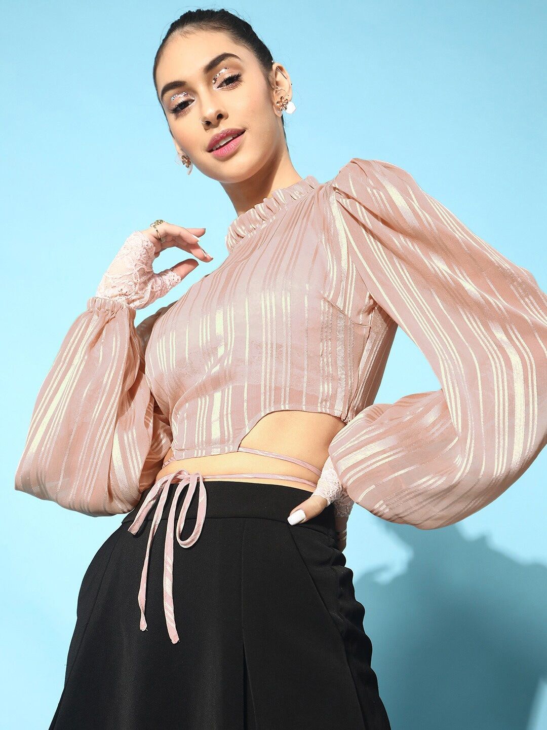 STREET 9 Women Pretty Pink Horizontal Striped Top