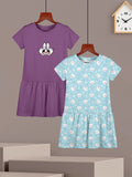 HELLCAT Girls Pack Of 2 Printed Cotton Drop-Waist Dress