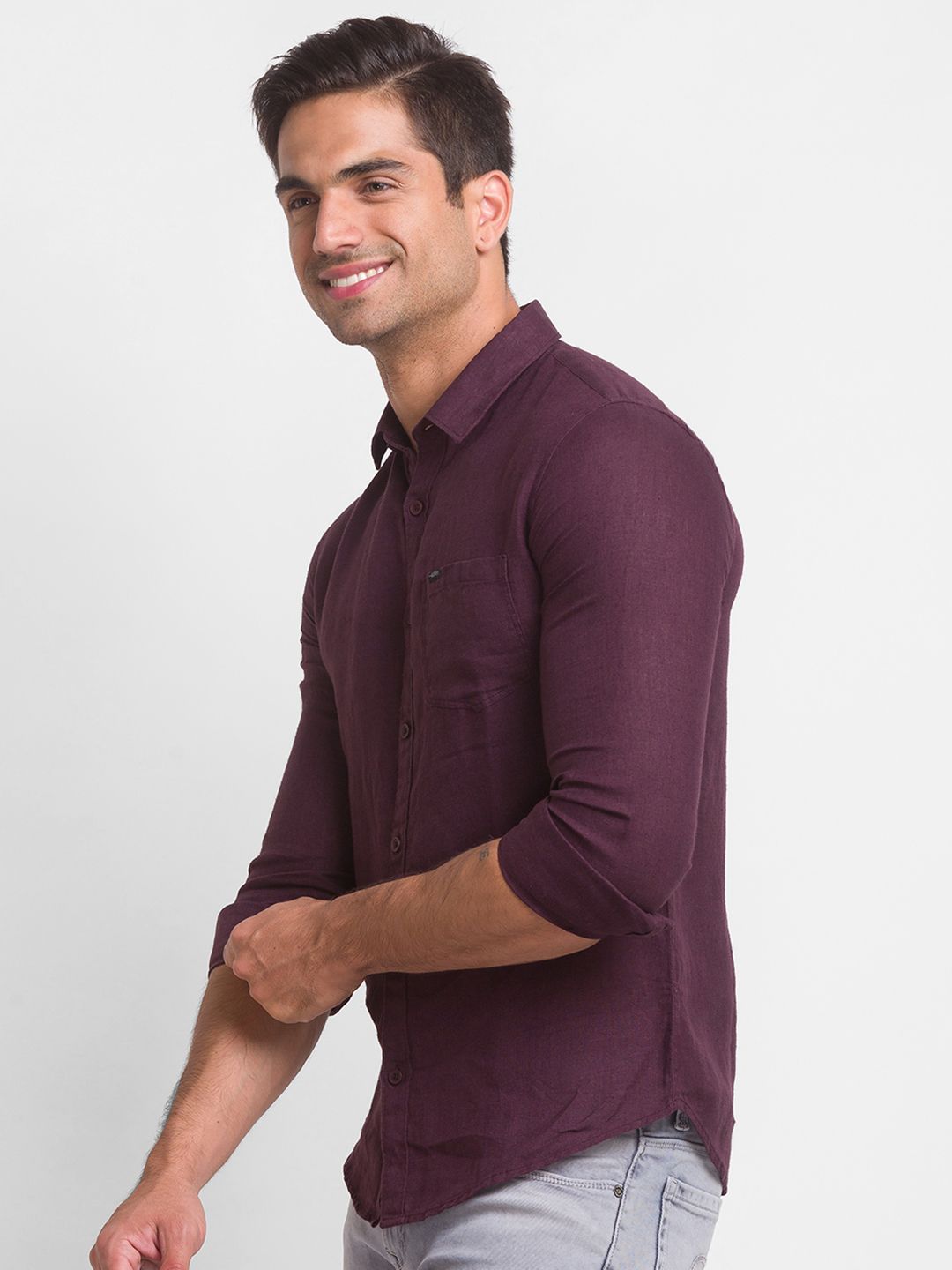 SPYKAR Linen Solid Slim Fit Casual Shirt