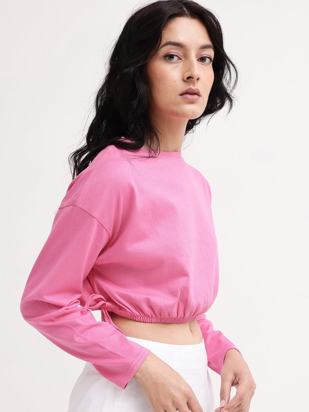 Rareism Cotton Blouson Crop Top
