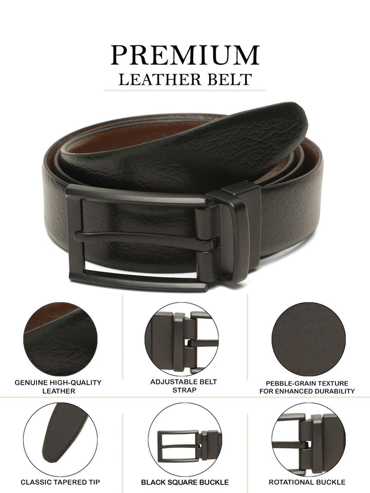 Teakwood Leathers Men Textured Leather Reversible Belt