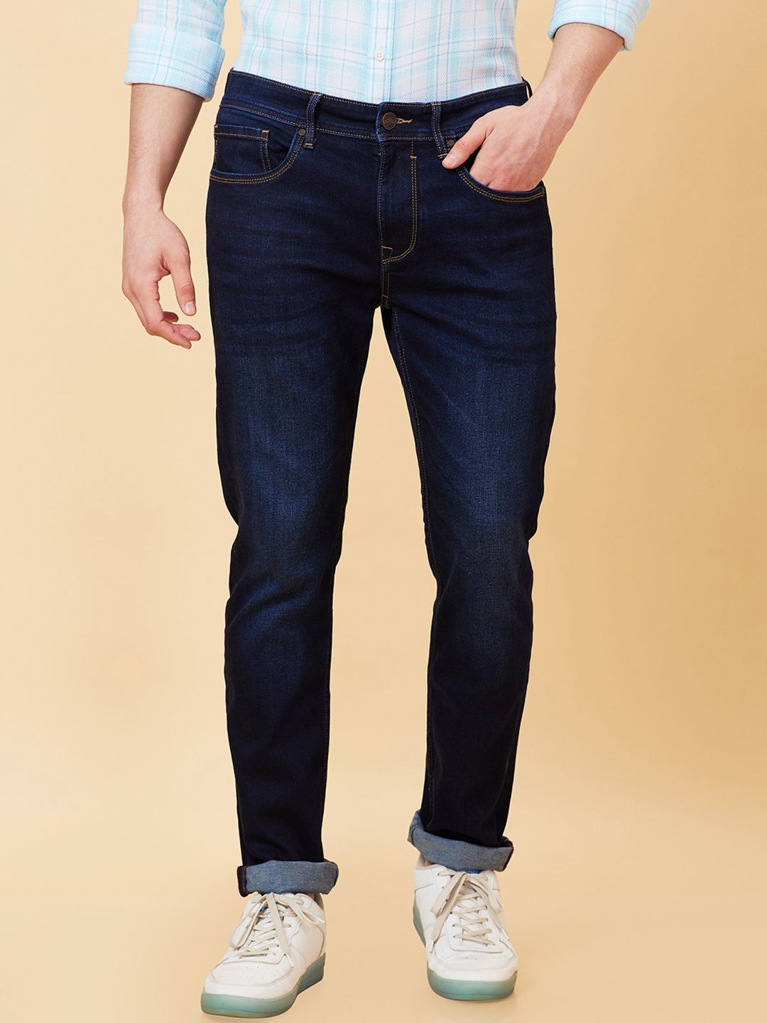 Being Human Men Slim Fit Mid Rise Clean Look Light Fade Jeans