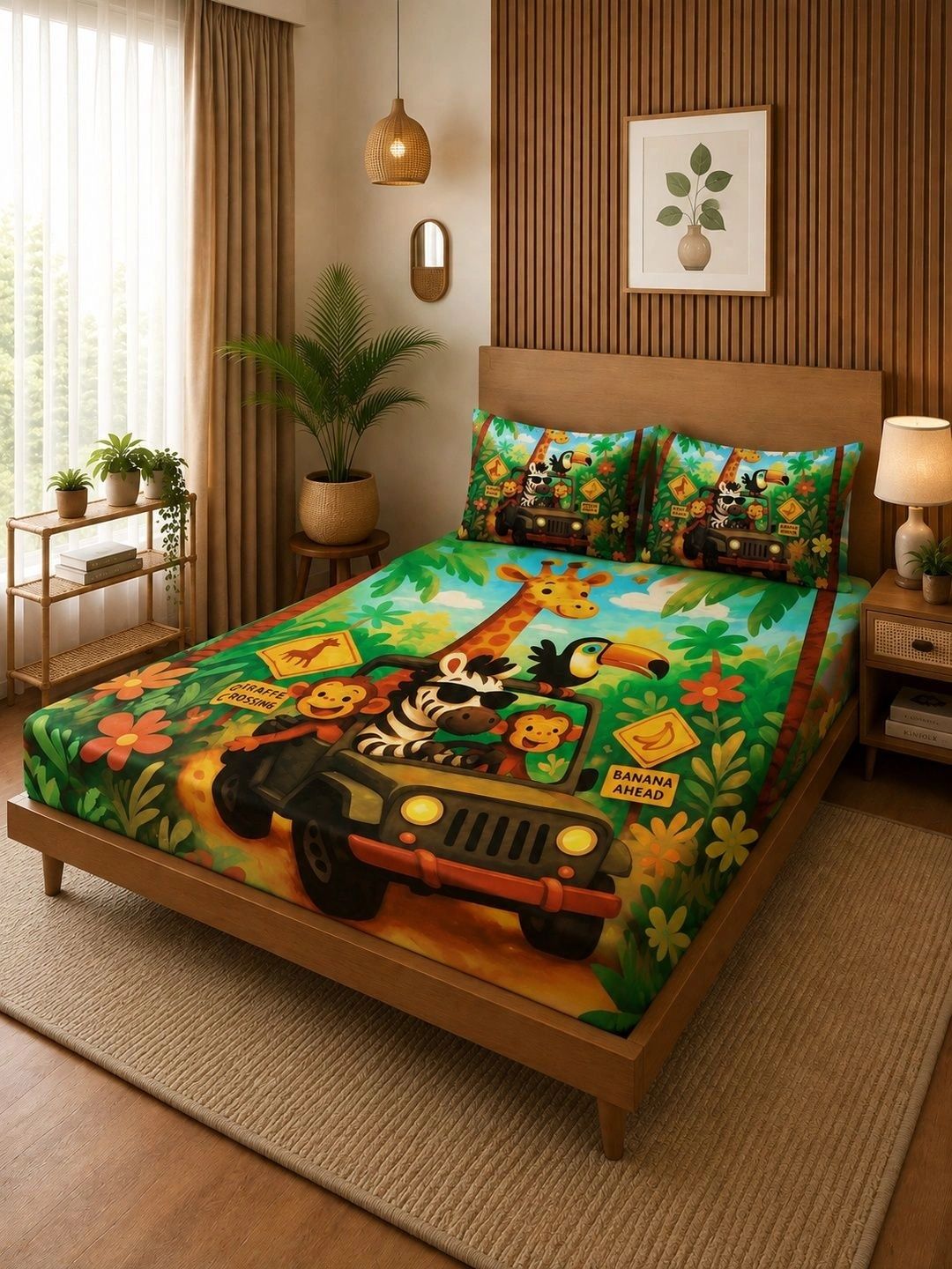 Moda Rapido X KLOTTHE Multicoloured 400 TC King Bedsheet with 2 Pillow Covers