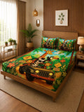 Moda Rapido X KLOTTHE Multicoloured 400 TC King Bedsheet with 2 Pillow Covers