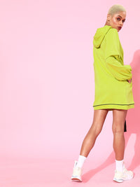 Athena Women Lime Green Hooded Sweatshirt with Belt Detail