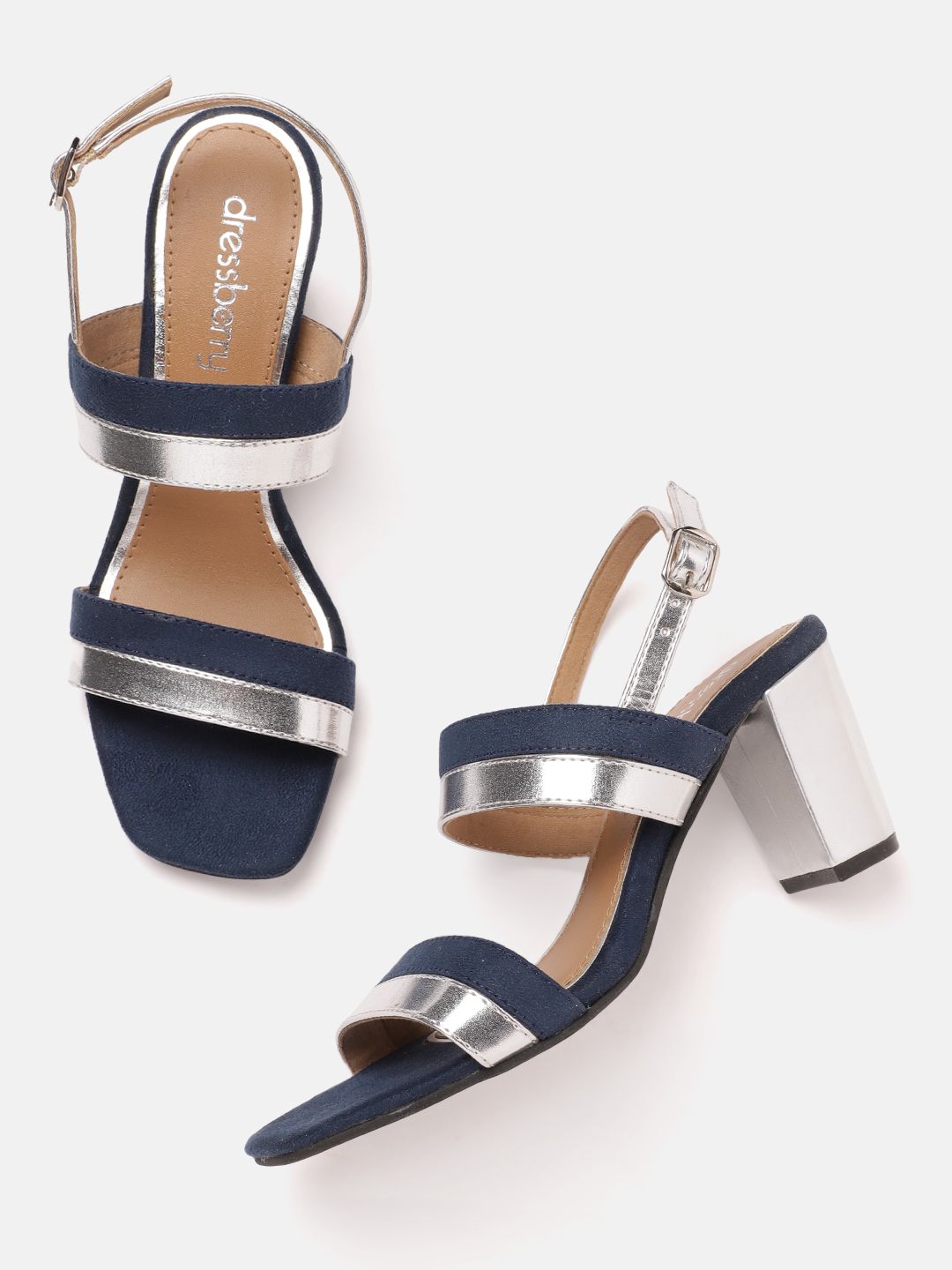 DressBerry Women Striped Block Heel Sandals