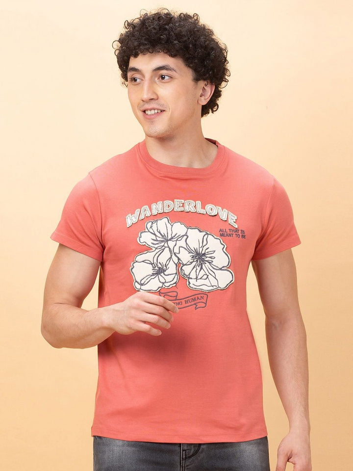 Being Human Men Floral Printed Applique T-shirt