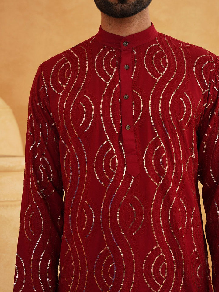SOJANYA Embroidered Sequinned Pure Cotton Kurta With Churidar