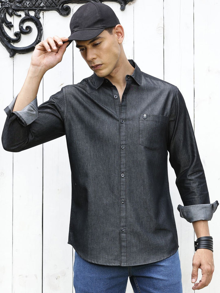 Thomas Scott Men Solid Cotton Smart Slim Fit Opaque Casual Shirt