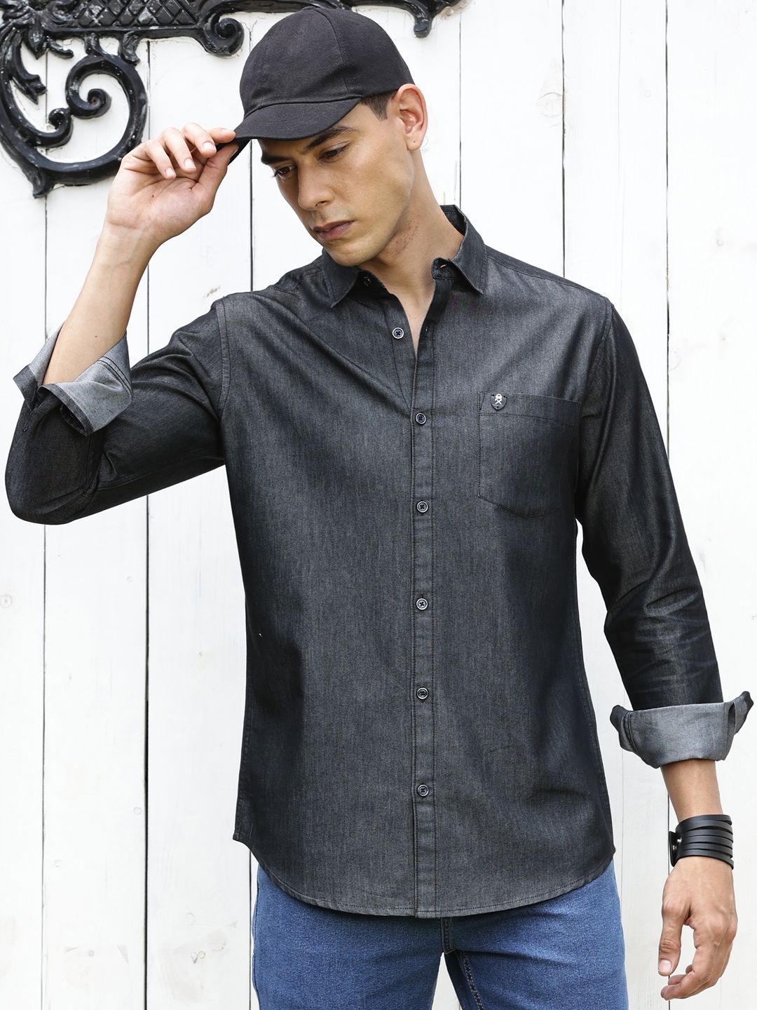 Thomas Scott Men Solid Cotton Smart Slim Fit Opaque Casual Shirt