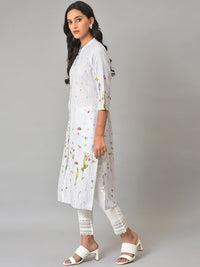 W Women Blue Printed Pathani Kurta