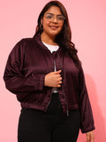 CURVY STREET Plus Size Stand Collar Sporty Jacket