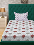 Myntra Elegant Homes Grey Geometric 400 TC Single Bedsheet with 1 Pillow Covers